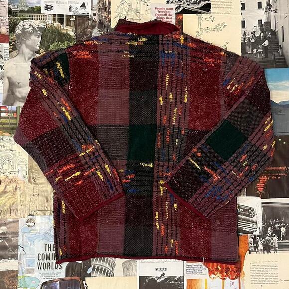 Vintage Studio West tartan Sweater Jacket - Picture 8 of 8